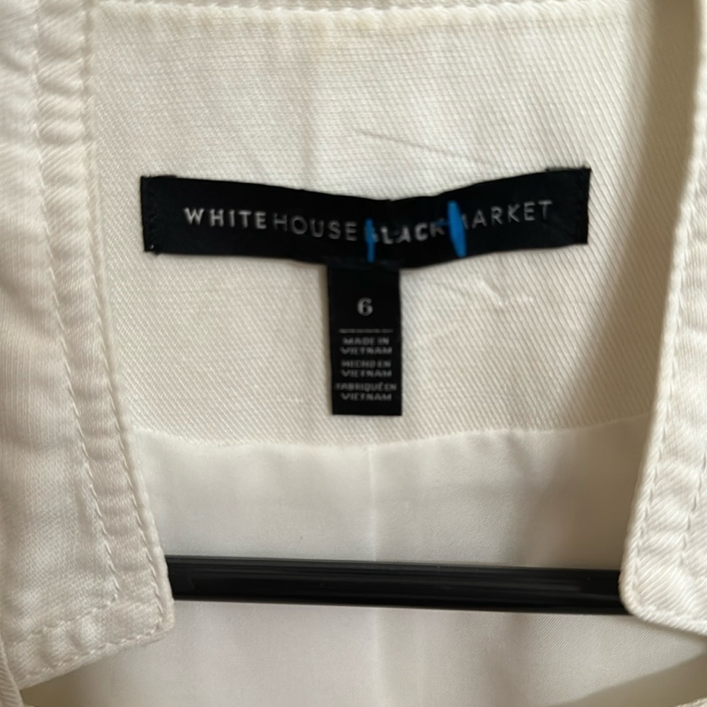 White House Black Market Ponte Military White Cropped Jacket / Blazer - Picture 8 of 12